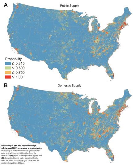 maps - Probability of per- and poly-fluoroalkyl substances (PFAS) occurrence in groundwater