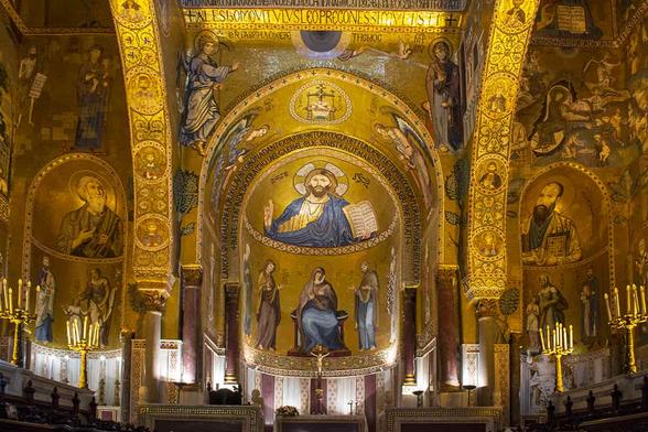 Mosaico dell Cristo pantocrate all'interno della Cappella Palatina
