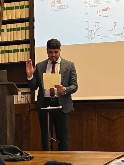 picture of Marcel-Joseph Yared defending his PhD thesis