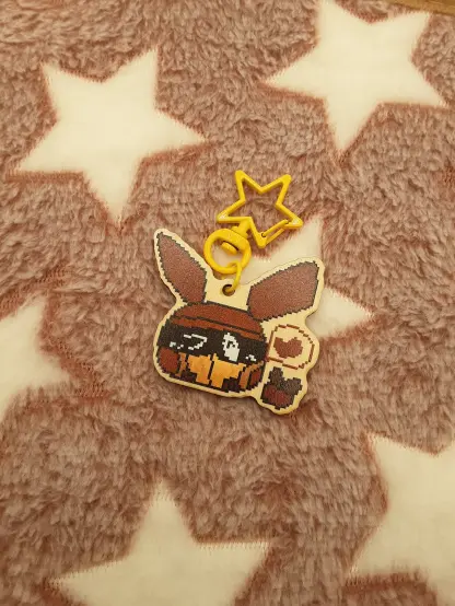 sari robot mode winking heart bubble wooden keychain