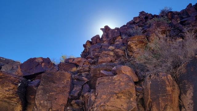 View of rocky canyon walls