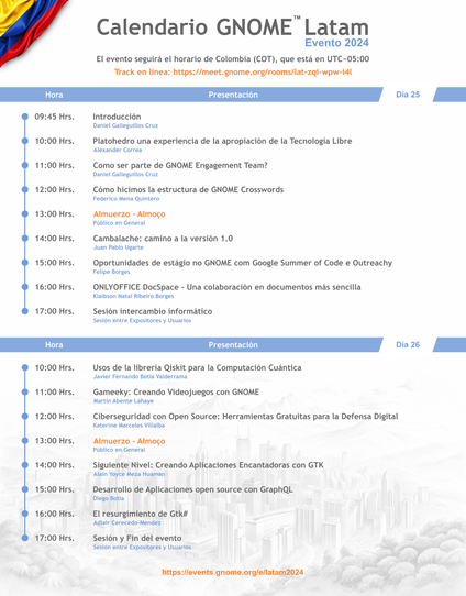 calendario de actividades para hoy 26