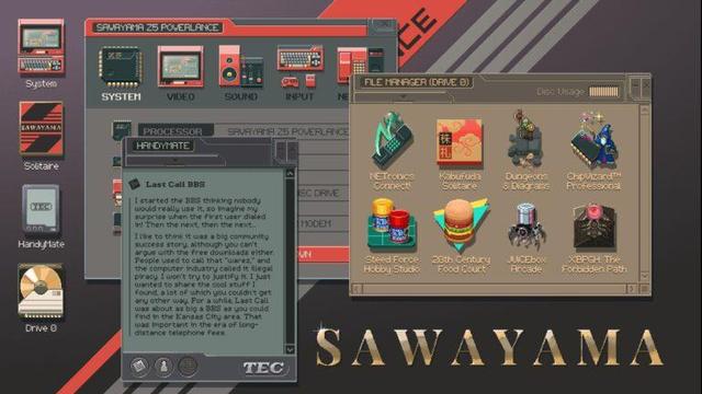 Home screen for Last Call BBS, showing desktop icons, an open System windows, an open PDA window showing a note from the owner, and an open file window showing the loaded applications.