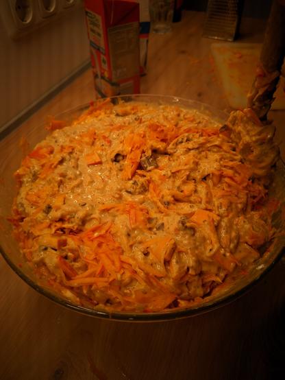 A weird mass in a bowl, supposedly a cake