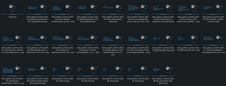 Screenshot of the file browser showing tiles of all intro slides.