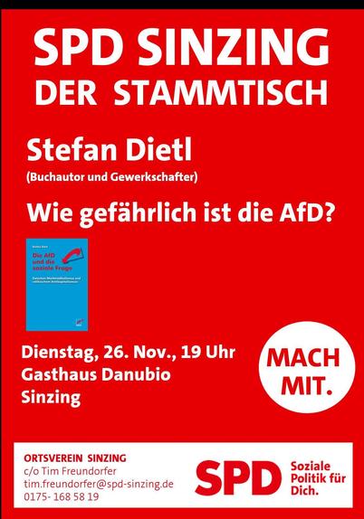 Veranstaltung der #spd #sinzing zum Thema "wie gefährlich ist die #noafd " mit #StefanDietl