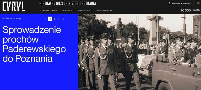 Screenshot des Portals cyryl.poznan.pl Sprowadzenie prochow Paderewskiego do Poznania