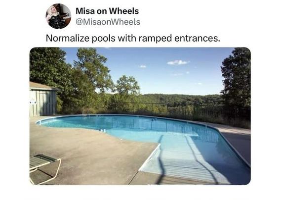 photo of comma shaped swimming pool – circular, with the ramp the end of the comma shape