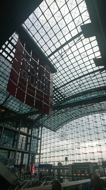 An advertisement at Berlin Hauptbahnhof, somewhat resembling the evil blimps in season 2 of the dystopian 'Alice in Borderland' series