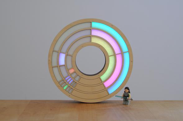 The fully assemble clocks displaying 13:35:31 with different colors.