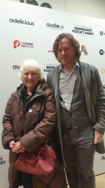 @Flloydwith2Ells and @RoderickKennedy at the media wall for the Independent Podcast Awards 2024 ceremony.