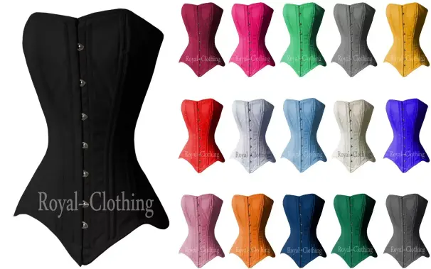 Multiple colourful overbust corsets