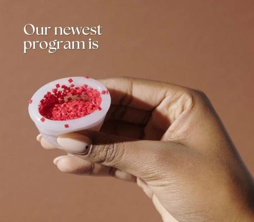 Our newest program is
Photo of a hand holding a menstrual cup.