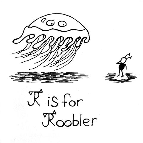 A floating jellyfish-type thing floats near a Martian. Text reads "🯲 is for 🯲oobler". The 🯲 is a weird alien letter.
