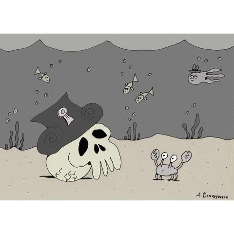 A navigator skull on the seafloor