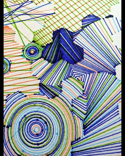 A deeply intricate pen plotter piece inspired by wave function collapse. Its dynamic, sweeping lines and swirling intersections echo the chaos of a mind struggling in the storm. The layers of lines symbolize descent, revealing the intricate, uncontrollable patterns of thought, emotion, and the universe. The artwork's abstract nature allows the viewer to feel the intensity of forces beyond control, blending physical and mental states into one visual narrative.