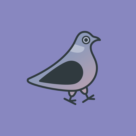 An illustration of a wood pigeon on a purple background