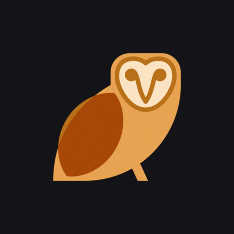 An illustration of a barn owl on a deep blue background