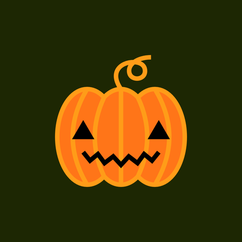An illustration of a Jack o’ Lantern on a dark green background