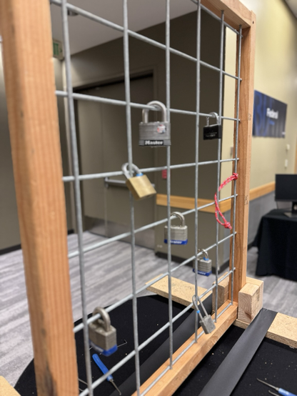 A fence with padlocks on it