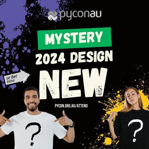 mystery 2024 design new t-shirt order ticket now pycon.org.au/attend