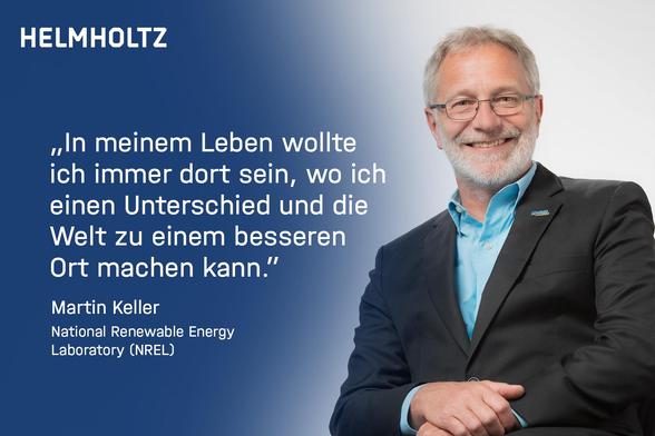 SharePic: Foto von Martin Keller auf der rechten Bildhälfte, links ein Textzitat von ihm: "IOn meinem Leben wollte ich immer dort sein, wo ich einen Unterschied und die Welt zu einem besseren Ort machen kann."