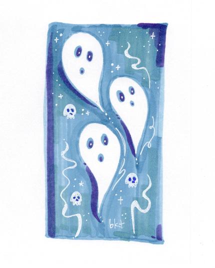 marker sketch of 3 ghosts
