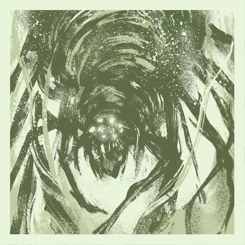 Ungoliant, primordial taking the shape of a gigantic spider. Heavy textures with splattering of inks.