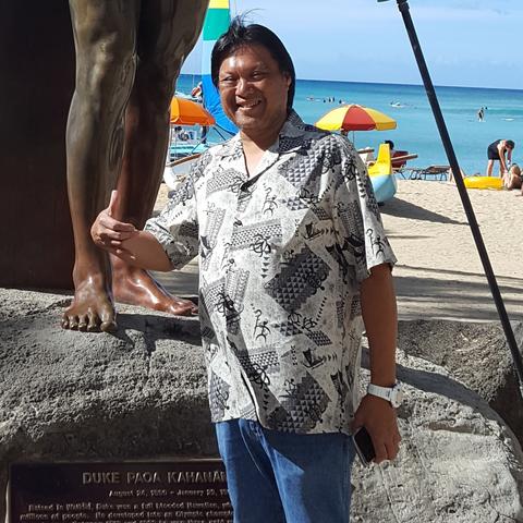 My dad, Andrew C. Balatico Jr. that passed away suddenly October 17th, 2024. Pictured is him happy in Hawaii at the beach standing next to the Duke Paoa Kahanamoku Statue