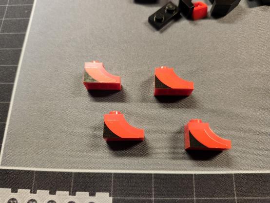 Lego bricks with stickers applied to them