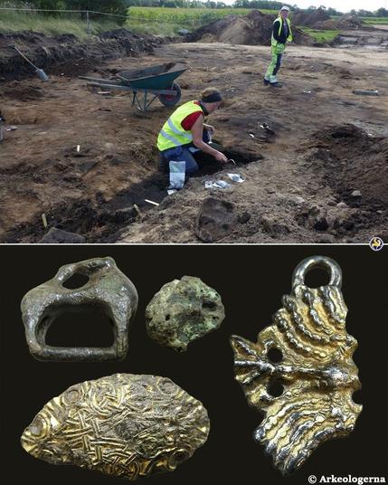 Vast Viking burial ground with ship burials uncovered in Halland, Sweden

Archaeologists have unearthed a vast Viking Age burial ground near Varberg in Halland County, Sweden, during what began as an investigation of a Stone Age settlement. Initially, the team was conducting a routine preliminary examination for the installation of new water pipes and a roundabout. However, the excavation, which started in May 2017, took a surprising turn when remains of 139 Viking graves were discovered, containing human and animal bones, ship settings, cremation sites, and various artifacts...