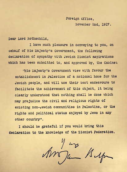 Balfour Declaration , 1917