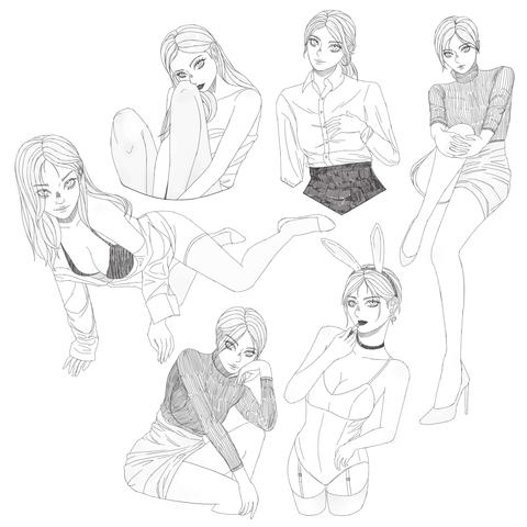 collection of drawings with various poses and expressions #4
