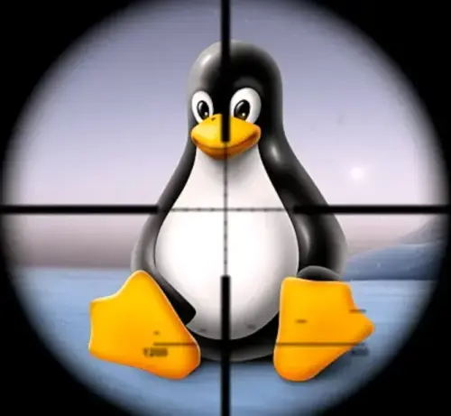 Pinguino di linux in un mirino