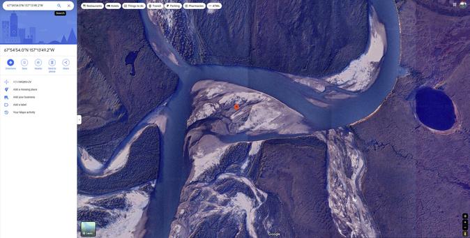 screen shot - Google Maps - a pseudo-randomly-selected sand bar, Alaska