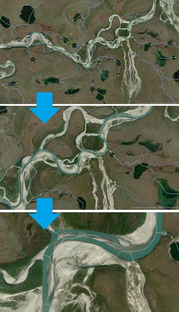 remote sensed images and hydrology data - a pseudo-randomly-selected sand bar, Alaska
