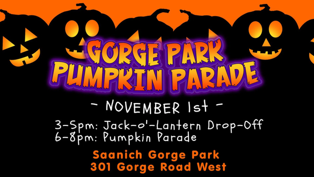 Gorge Park Pumpkin Parade event poster.
Info is in the post.