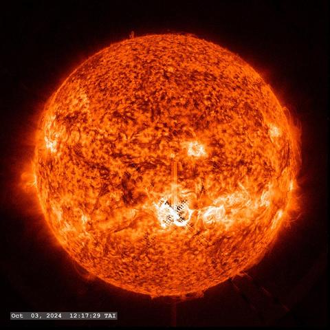 An_X9_0_flare_from_Active_Region_13842_-_October_3,_2024_(SVS5398_-_20241003_AR13842X90_AIA_0304A_PSF_stamped_000301_print).jpg