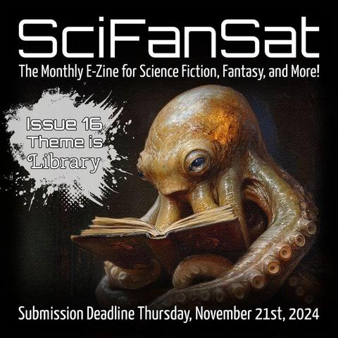 SciFanSat: The Monthly E-Zine for Science Fiction, Fantasy and More! November’s theme is LIBRARY. The deadline for submissions is November 21st, 2024.