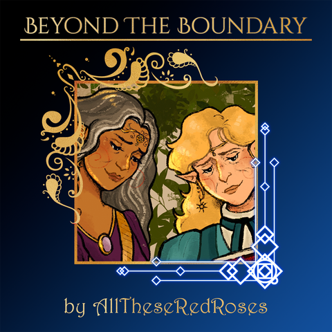 "A cropped spotlight of an illustration by Eowyn for the upcoming Beyond the Boundary zine.
The art depicts Ed and Stede as beautiful Elven queens."