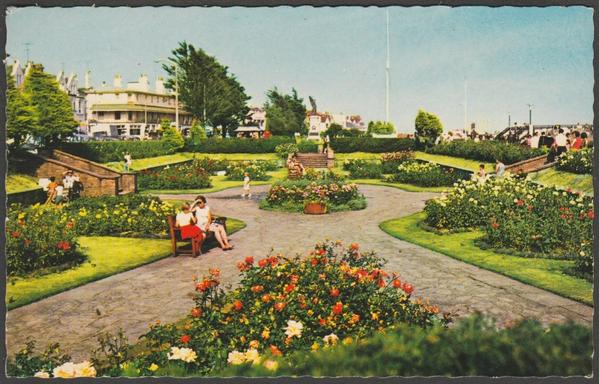 Printed colour postcard showing a view of the Sunken Gardens at Clacton-on-Sea in Essex.
Published by D. Constance Limited, Littlehampton, No K. 730, c.1960s.
Postally unused.
Good condition, with slight corner bumps.