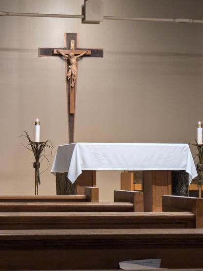 picture of the crucifix at the front of the church