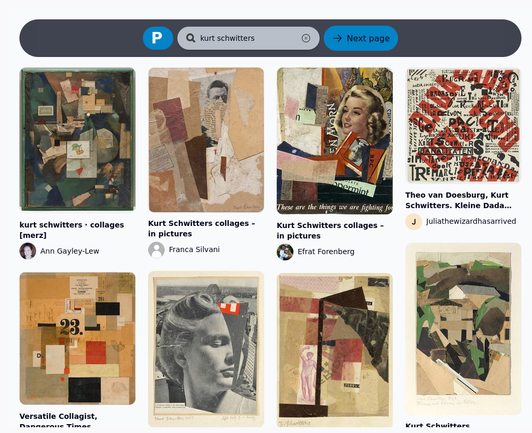 painterest instance example listing results for Kurt Schwitters