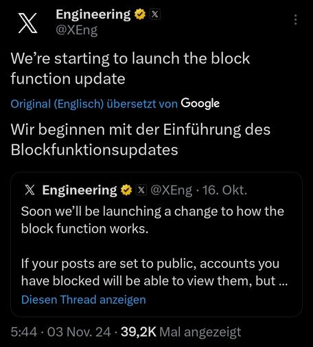 X Engineering vom 3.11.2024
We’re starting to launch the block function update