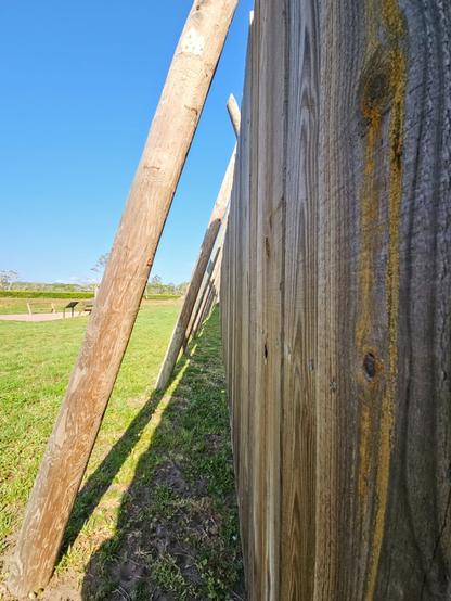 Playful extreme close up of the wooden barrier at the rear of the firt, facing the Saint Johns River.