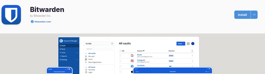 Screenshot of Bitwarden page on Flathub, showing that it is now verified by Bitwarden themselves
