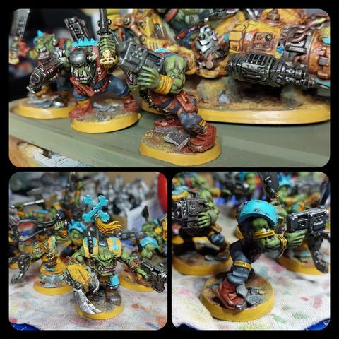 Orks with bases with ochre yellow rims