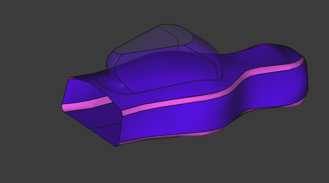 Screenshot einer Zeichnung eines Velomobil mit Freecad von schräg hinten