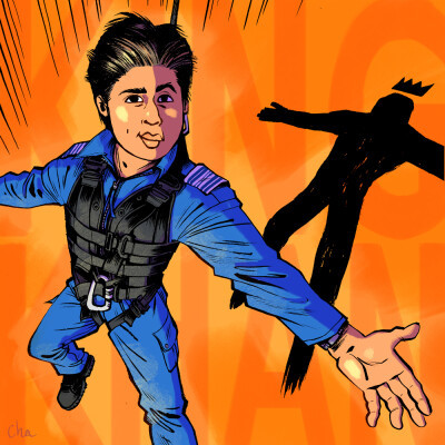 dessin de ChaBD pour Discordia où on voit Shah Rukh Khan en combinaison de Squadron Leader Veer Pratap Singh