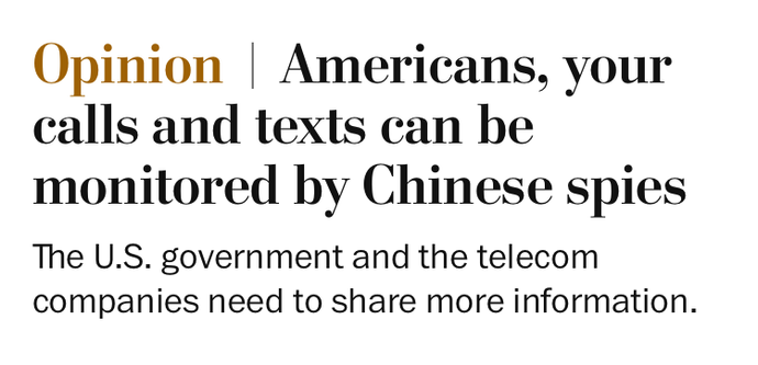 Opinion  Americans, your calls and texts can be monitored by Chinese spies
The U.S. government and the telecom companies need to share more information
